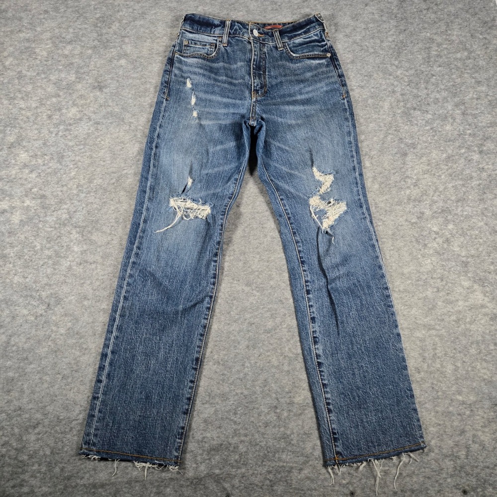 Pilcro Womens Blue The Vintage Straight Distressed Denim Jeans 27